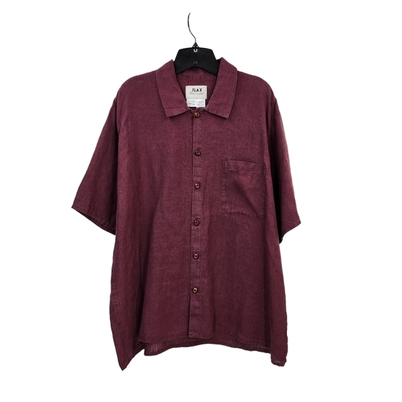 Flax By Jeanne Engelhart Men's 100% Linen Short Sleeve Button Shirt - S - Picture 1 of 5